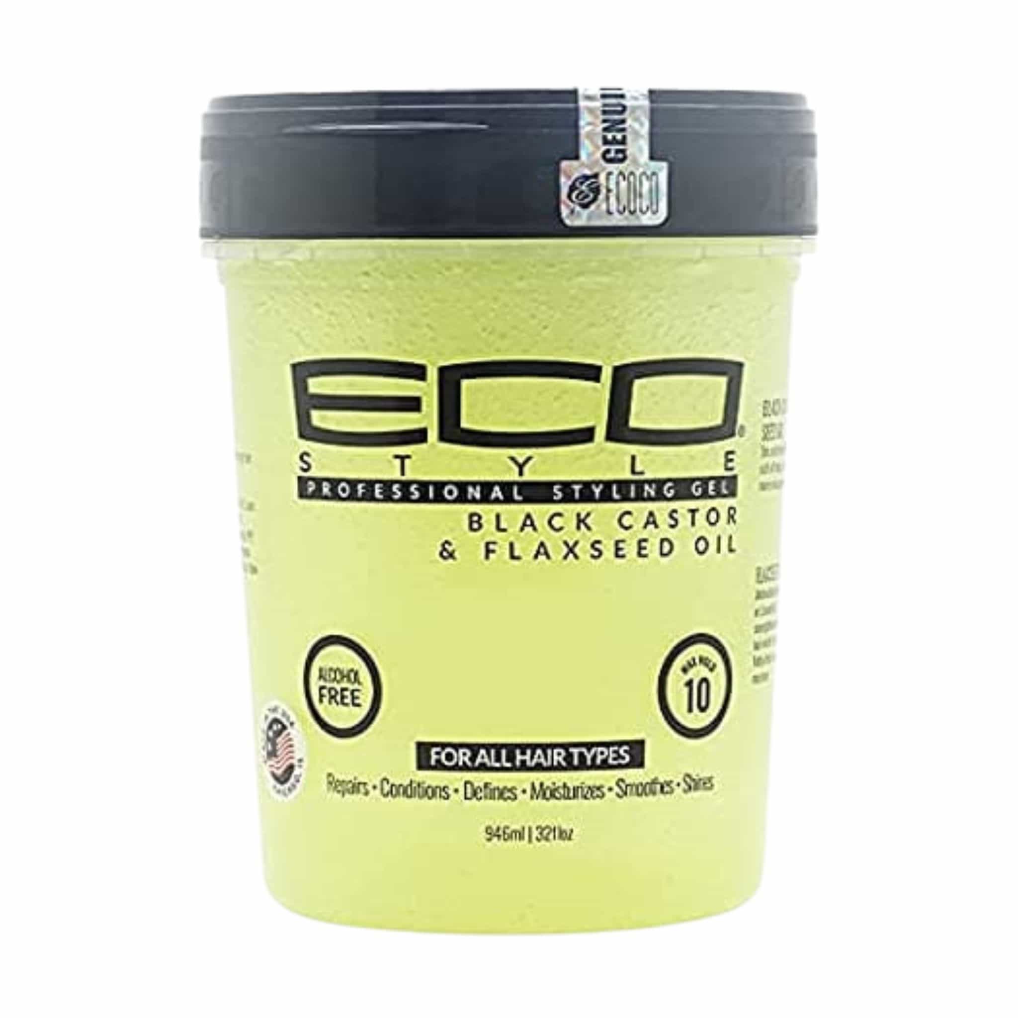 eco style black castor flaxseed gel 32 oz