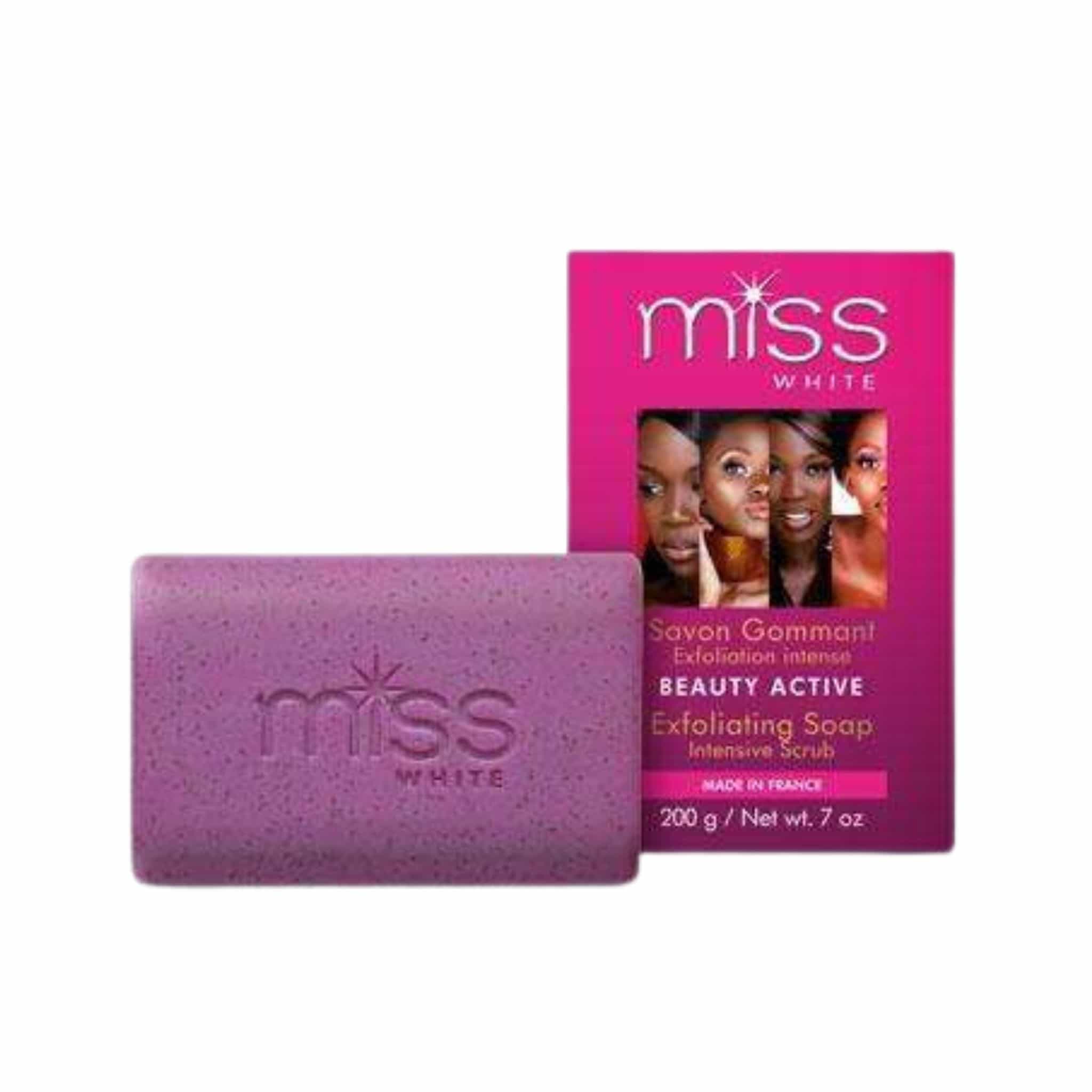 jabon fair white miss white beauty active exfoliating soap