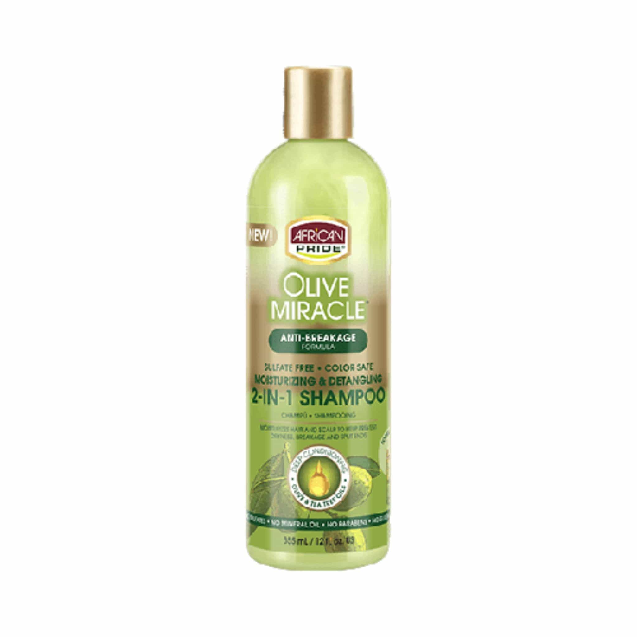 champu 2 in 1 anti breakage formula olive mircle african pride 355 ml