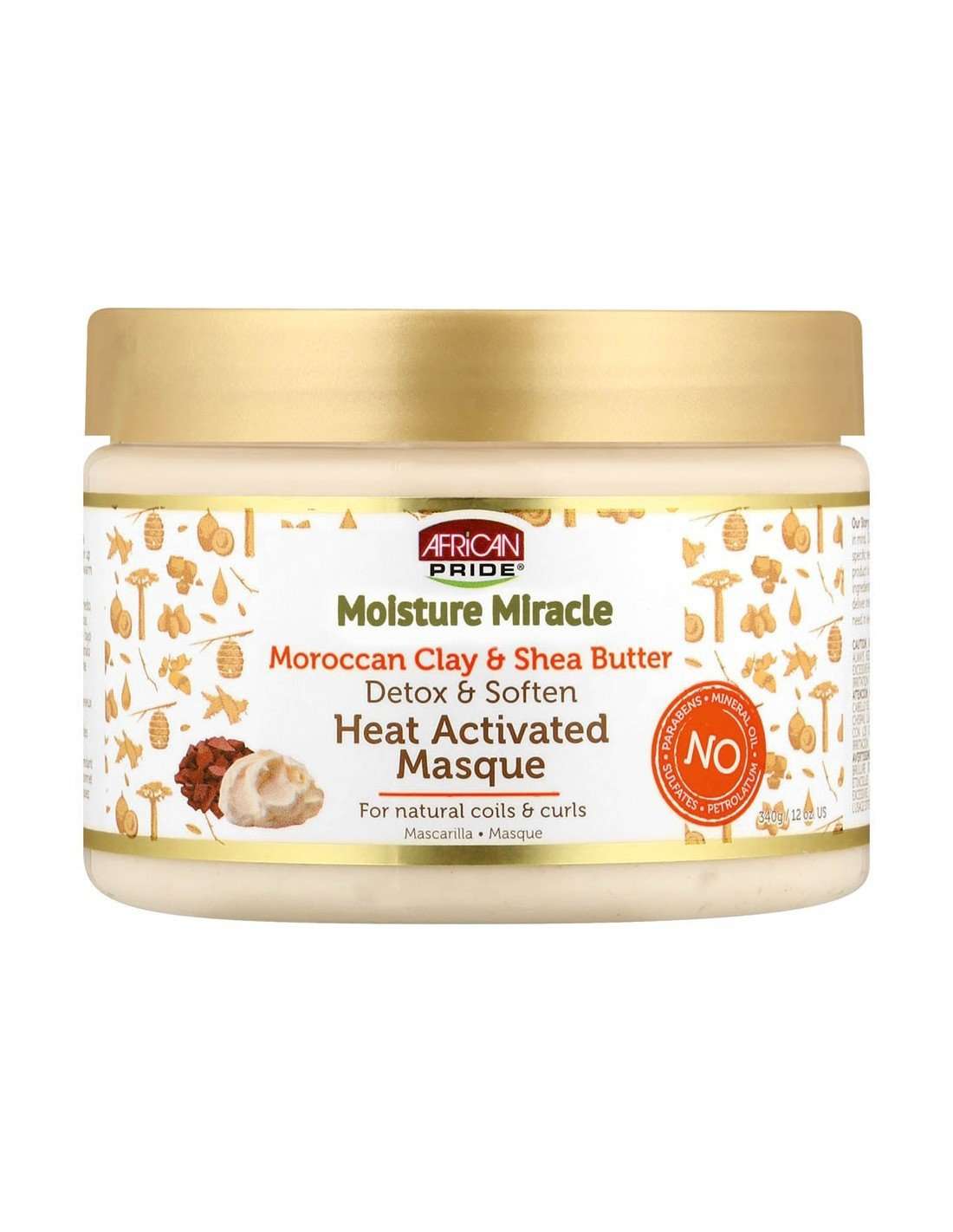 mascarilla moisture miracle moroccan clay shea butter heat activated masque african pride 340g