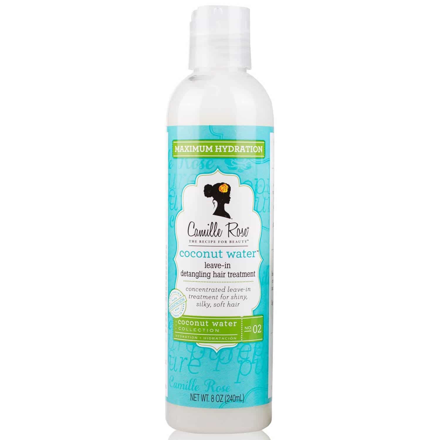 tratamiento sin aclarado de agua de coco leav in detamgling hair treatment camille rose 240 ml